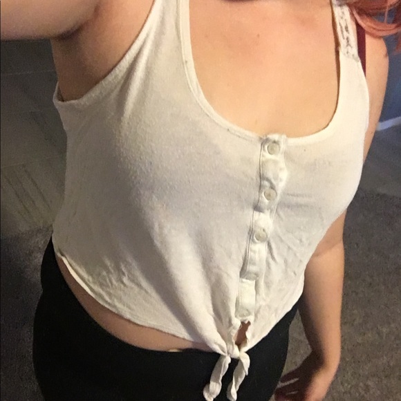 Forever 21 Tops - Forever 21 White Crop Top with Lace Accents